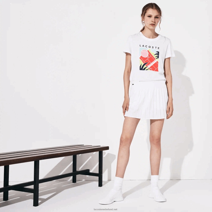 Lacoste sport tennis technische mesh plooirok 0828H2612 witte z92 vrouwen