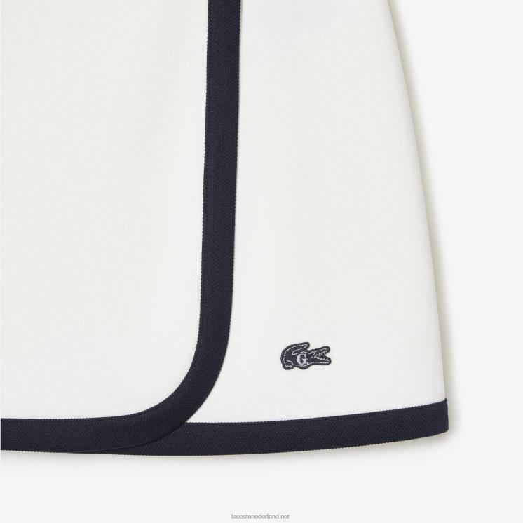 lacoste x goop tweelaagse piqué rok 0828H2670 wit marineblauw ev0 vrouwen