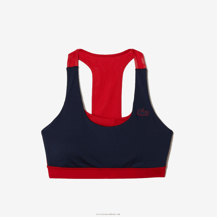 Lacoste sport BH van gerecycled polyester met colourblocking 0828H2575 marineblauw rood groen 2q6 vrouwen
