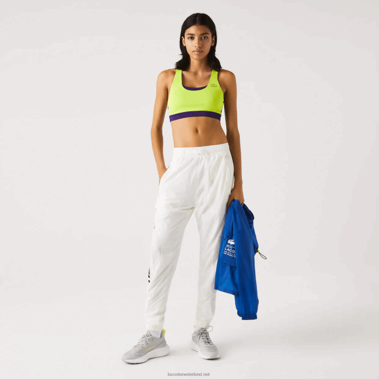 Lacoste sport BH van gerecycled polyester met colourblocking 0828H2576 geel paars 5kj vrouwen