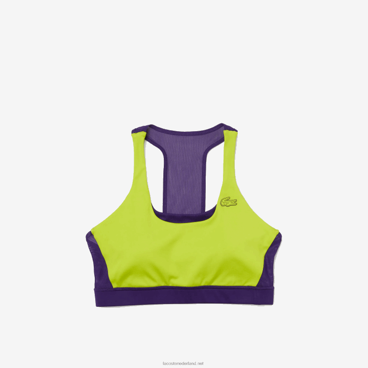 Lacoste sport BH van gerecycled polyester met colourblocking 0828H2576 geel paars 5kj vrouwen