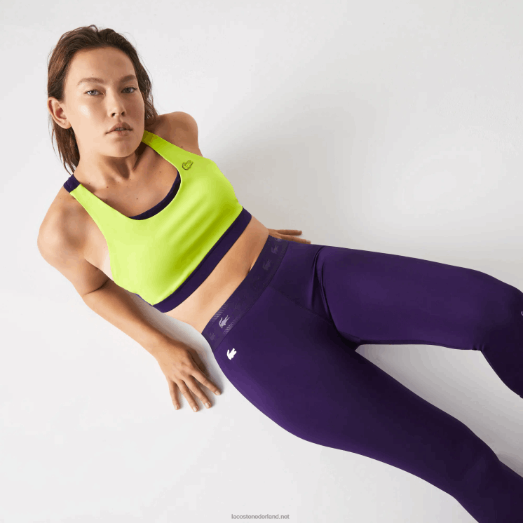 Lacoste sport BH van gerecycled polyester met colourblocking 0828H2576 geel paars 5kj vrouwen