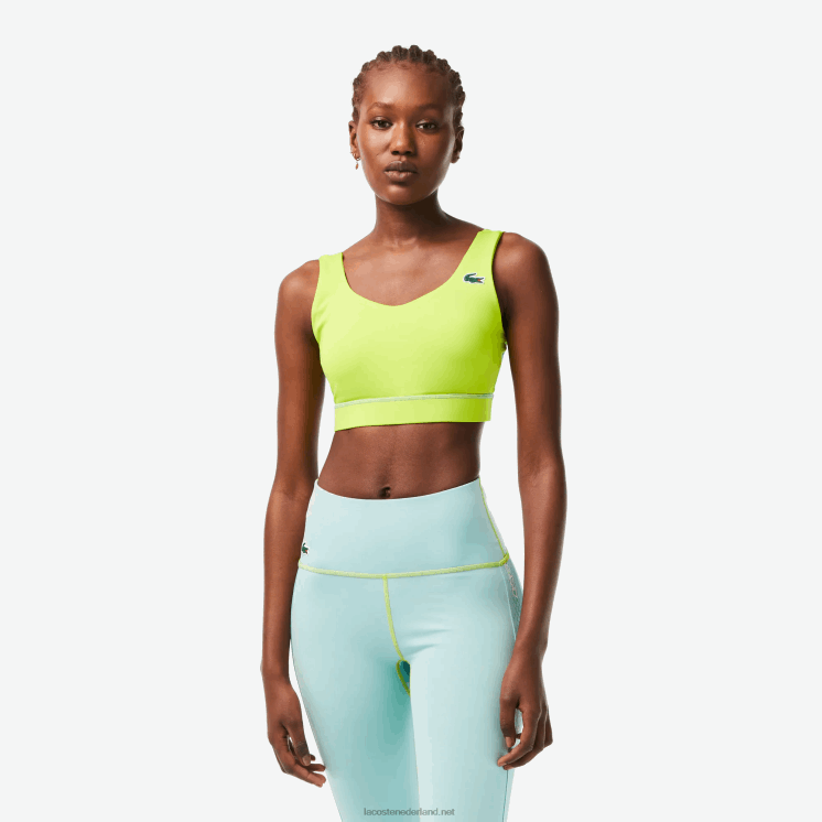 Lacoste sport ultra-dry gerecycled polyester sportbeha 0828H2454 geel groen ja vrouwen