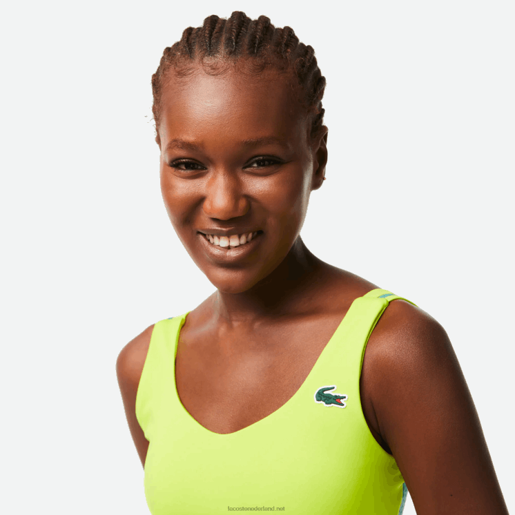 Lacoste sport ultra-dry gerecycled polyester sportbeha 0828H2454 geel groen ja vrouwen