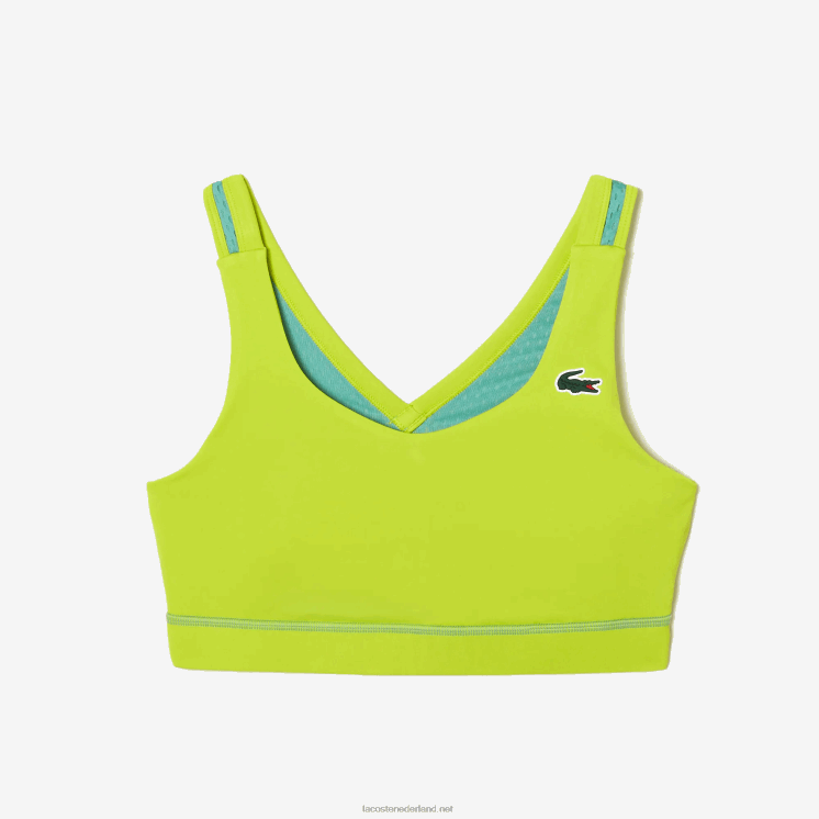 Lacoste sport ultra-dry gerecycled polyester sportbeha 0828H2454 geel groen ja vrouwen