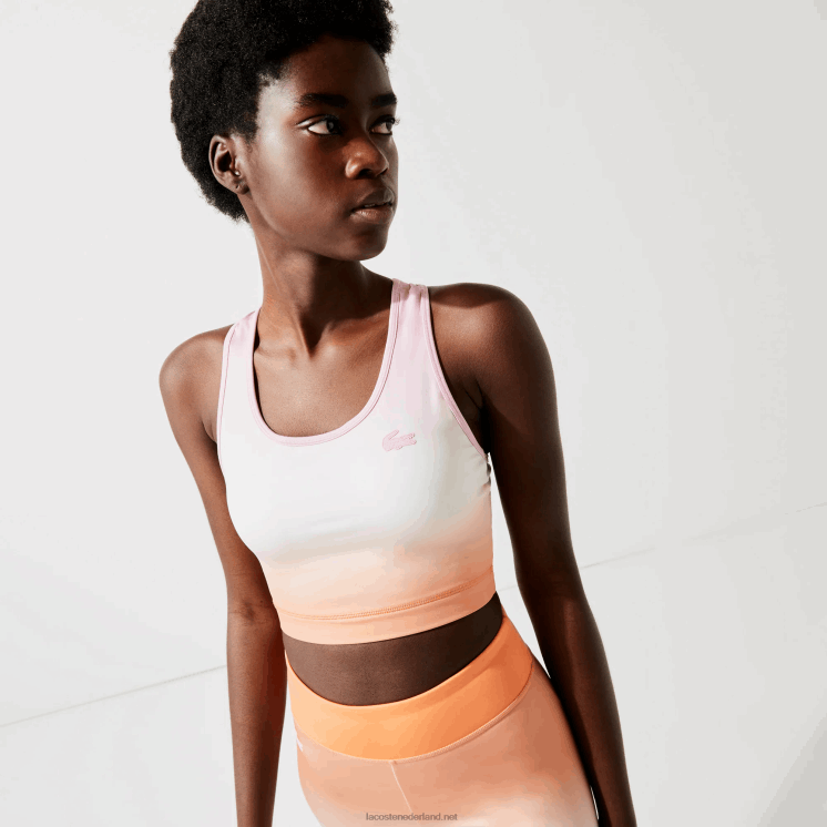 Lacoste sport zomerpak sportbeha met racerback 0828H2572 roze wit oranje dfk vrouwen
