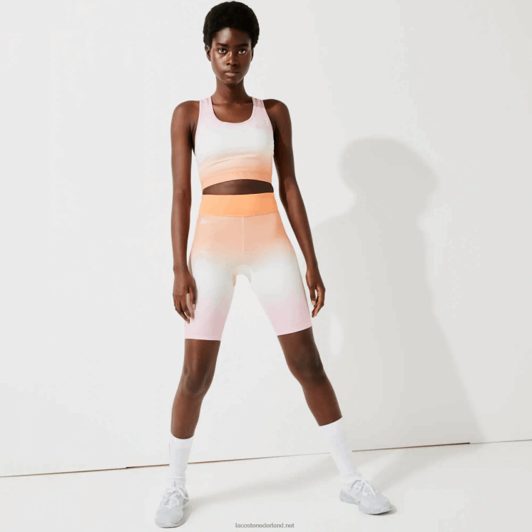 Lacoste sport zomerpak sportbeha met racerback 0828H2572 roze wit oranje dfk vrouwen