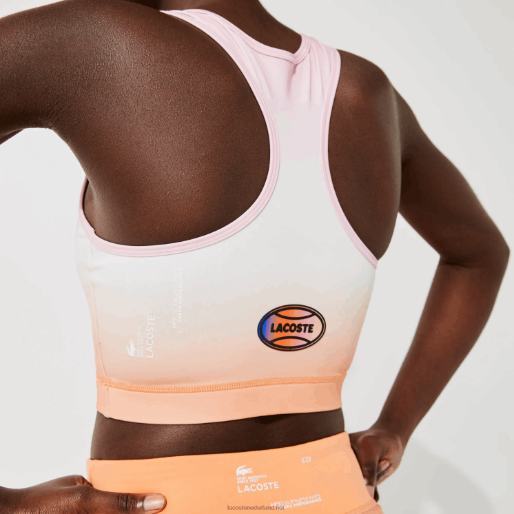 Lacoste sport zomerpak sportbeha met racerback 0828H2572 roze wit oranje dfk vrouwen