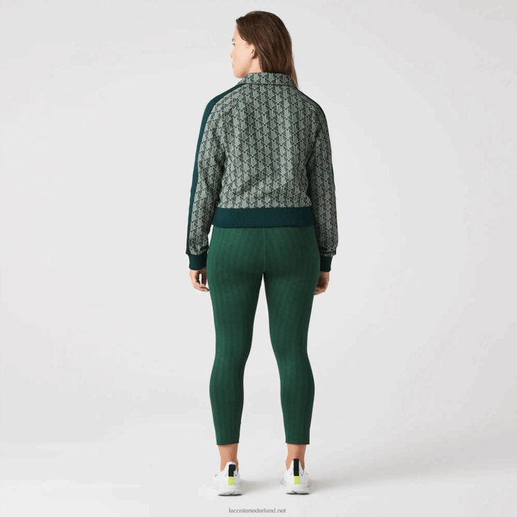 Lacoste Regular-fit sweatshirt met monogramrits 0828H2537 groenbeige 7m4 vrouwen