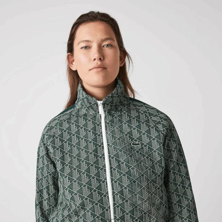 Lacoste Regular-fit sweatshirt met monogramrits 0828H2537 groenbeige 7m4 vrouwen