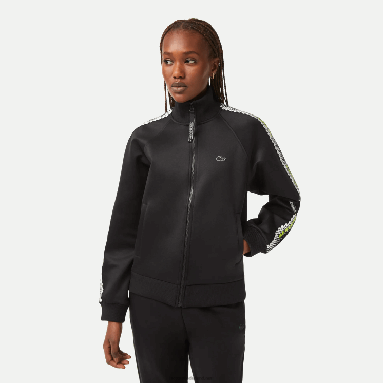 Lacoste losvallend sweatshirt met rits en logostreep 0828H2397 zwart 031 vrouwen