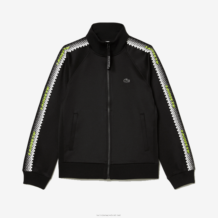 Lacoste losvallend sweatshirt met rits en logostreep 0828H2397 zwart 031 vrouwen