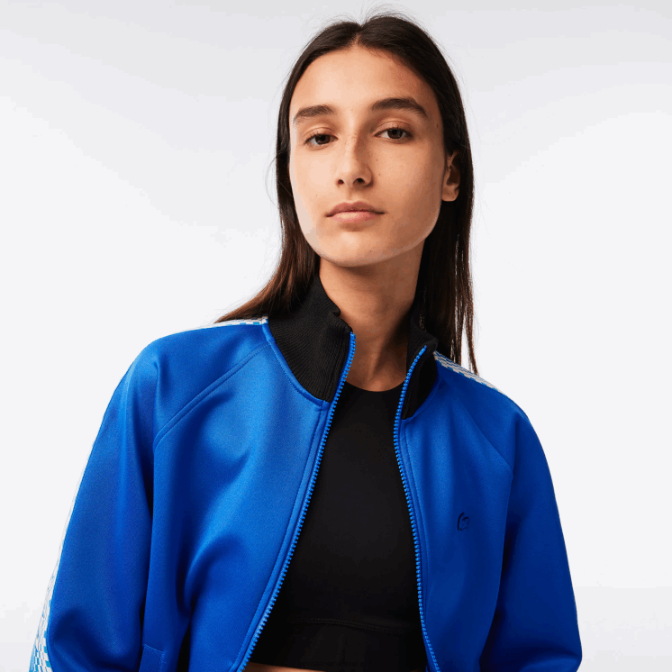 Lacoste losvallend sweatshirt met rits en logostreep 0828H2398 blauw zwart af6 vrouwen