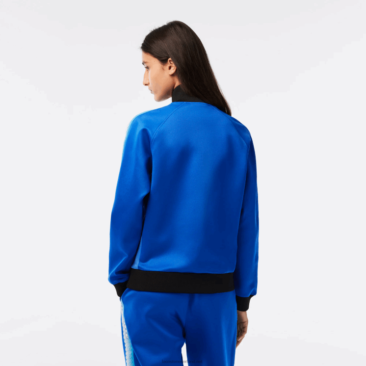 Lacoste losvallend sweatshirt met rits en logostreep 0828H2398 blauw zwart af6 vrouwen