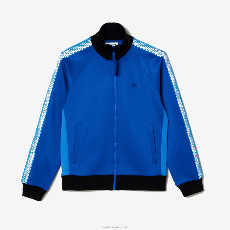 Lacoste losvallend sweatshirt met rits en logostreep 0828H2398 blauw zwart af6 vrouwen
