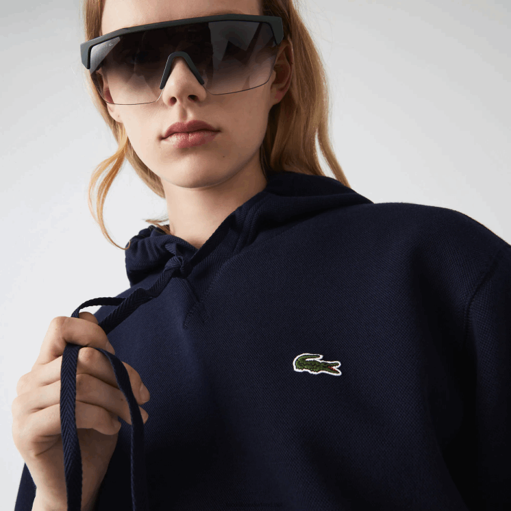 Lacoste losvallend sweatshirt van een katoenmix met capuchon 0828H2527 marineblauw 166 vrouwen