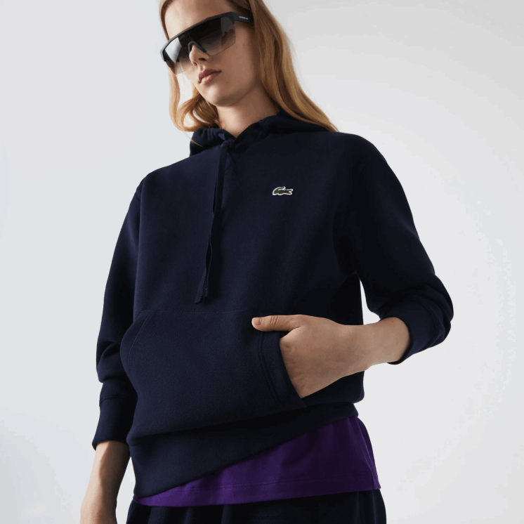 Lacoste losvallend sweatshirt van een katoenmix met capuchon 0828H2527 marineblauw 166 vrouwen