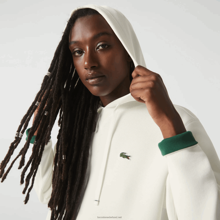 Lacoste losvallend sweatshirt van een katoenmix met capuchon 0828H2529 wit 70v vrouwen