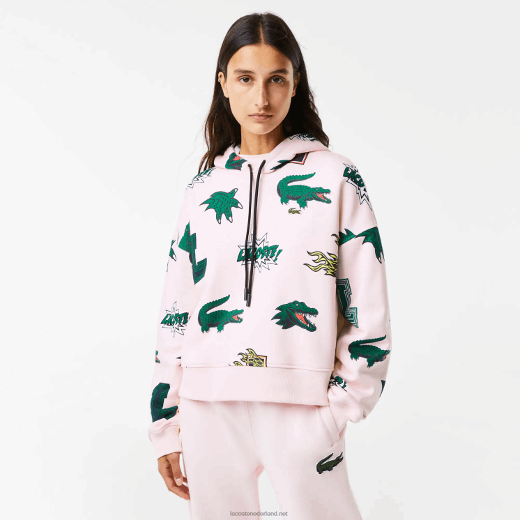 Lacoste oversized fleece sweatshirt met capuchon 0828H2556 lichtroze t03 vrouwen
