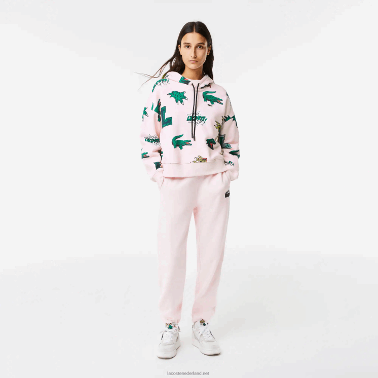 Lacoste oversized fleece sweatshirt met capuchon 0828H2556 lichtroze t03 vrouwen