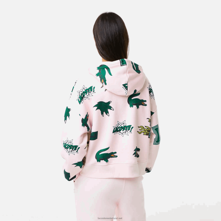 Lacoste oversized fleece sweatshirt met capuchon 0828H2556 lichtroze t03 vrouwen