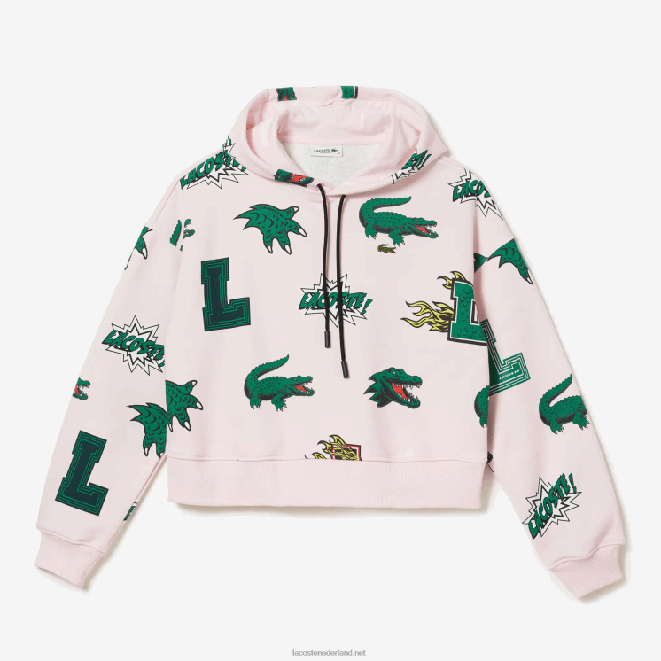 Lacoste oversized fleece sweatshirt met capuchon 0828H2556 lichtroze t03 vrouwen