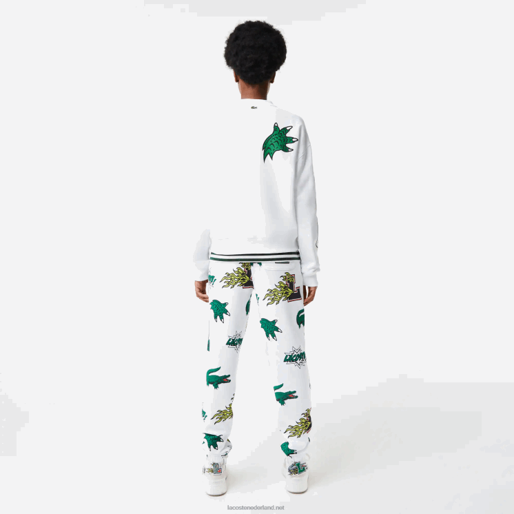 Lacoste oversized print en sweatshirt met merknaam 0828H2578 wit 001 vrouwen