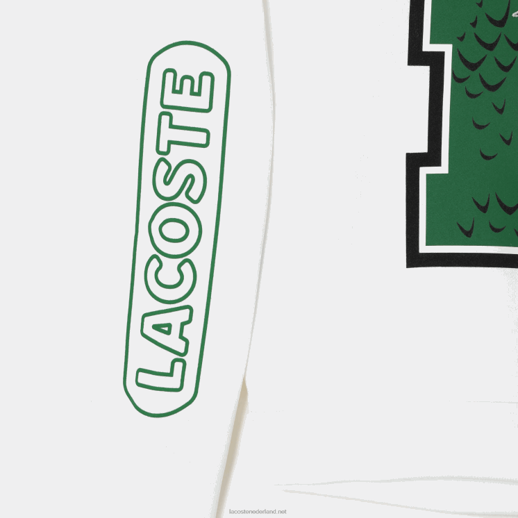 Lacoste oversized print en sweatshirt met merknaam 0828H2578 wit 001 vrouwen