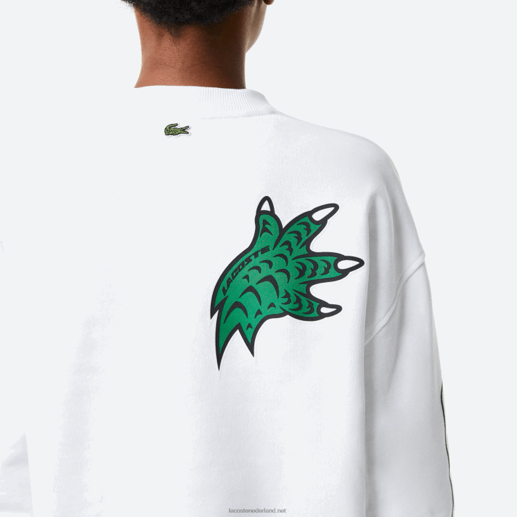 Lacoste oversized print en sweatshirt met merknaam 0828H2578 wit 001 vrouwen