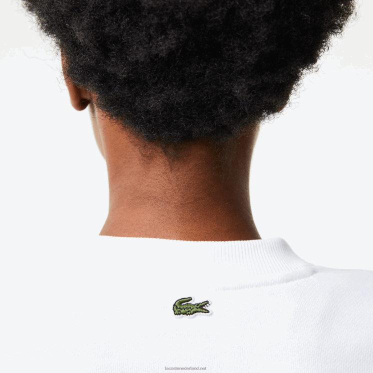 Lacoste oversized print en sweatshirt met merknaam 0828H2578 wit 001 vrouwen
