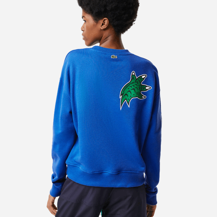 Lacoste oversized print en sweatshirt met merknaam 0828H2579 blauw k1q vrouwen
