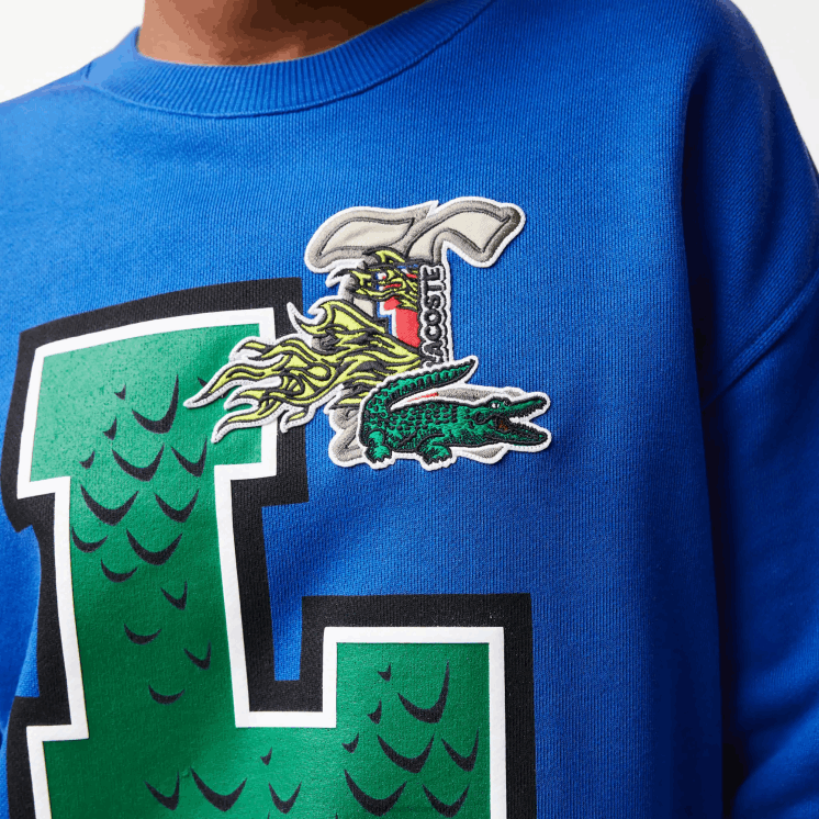 Lacoste oversized print en sweatshirt met merknaam 0828H2579 blauw k1q vrouwen