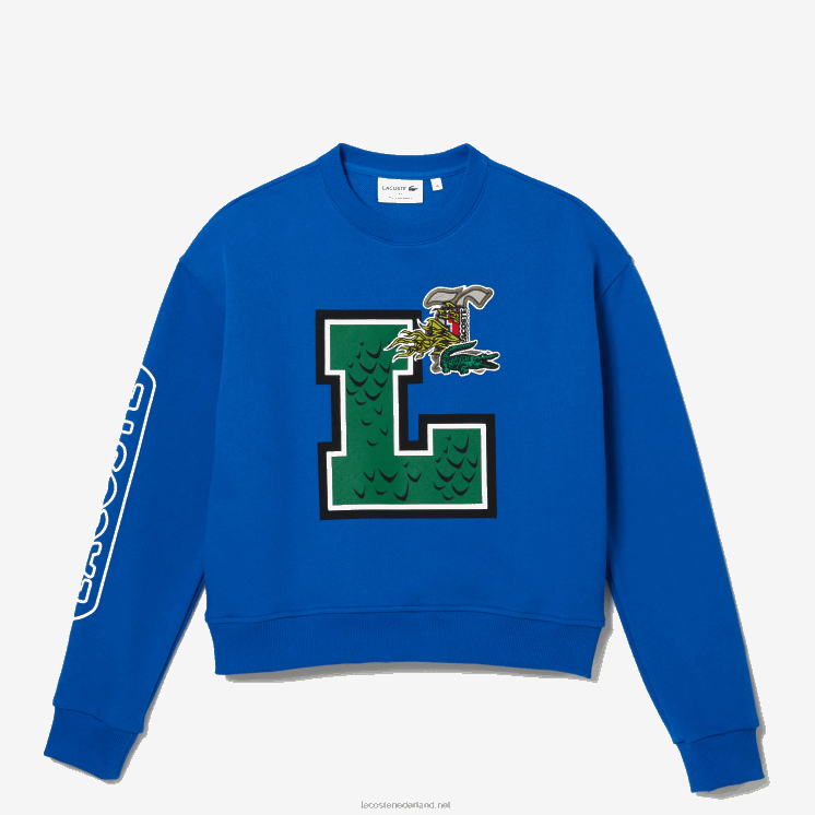 Lacoste oversized print en sweatshirt met merknaam 0828H2579 blauw k1q vrouwen