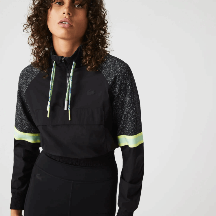 Lacoste sportief losvallend cropped colorblock sweatshirt 0828H2580 zwart c31 vrouwen