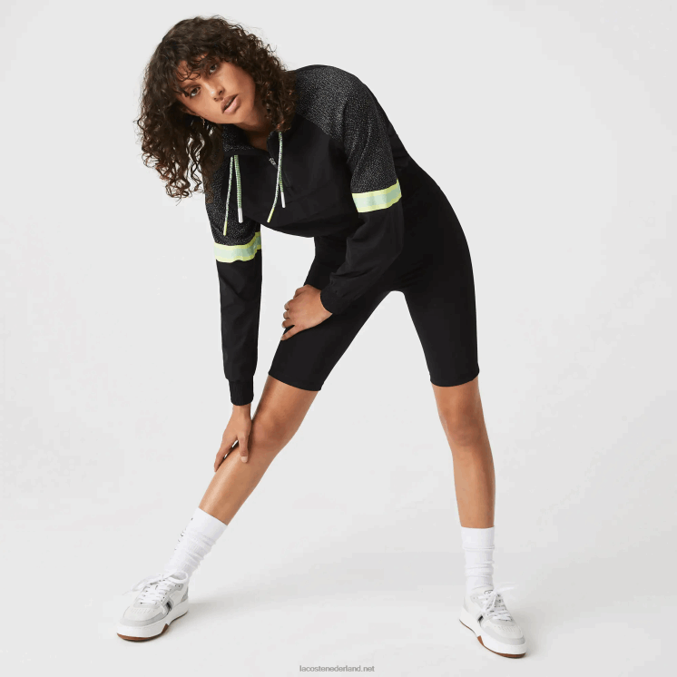 Lacoste sportief losvallend cropped colorblock sweatshirt 0828H2580 zwart c31 vrouwen