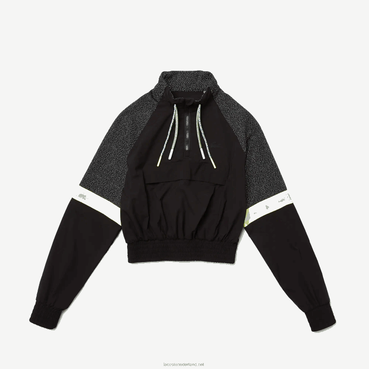 Lacoste sportief losvallend cropped colorblock sweatshirt 0828H2580 zwart c31 vrouwen