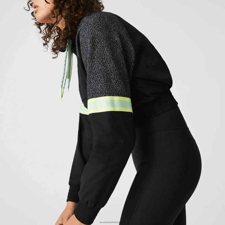 Lacoste sportief losvallend cropped colorblock sweatshirt 0828H2580 zwart c31 vrouwen