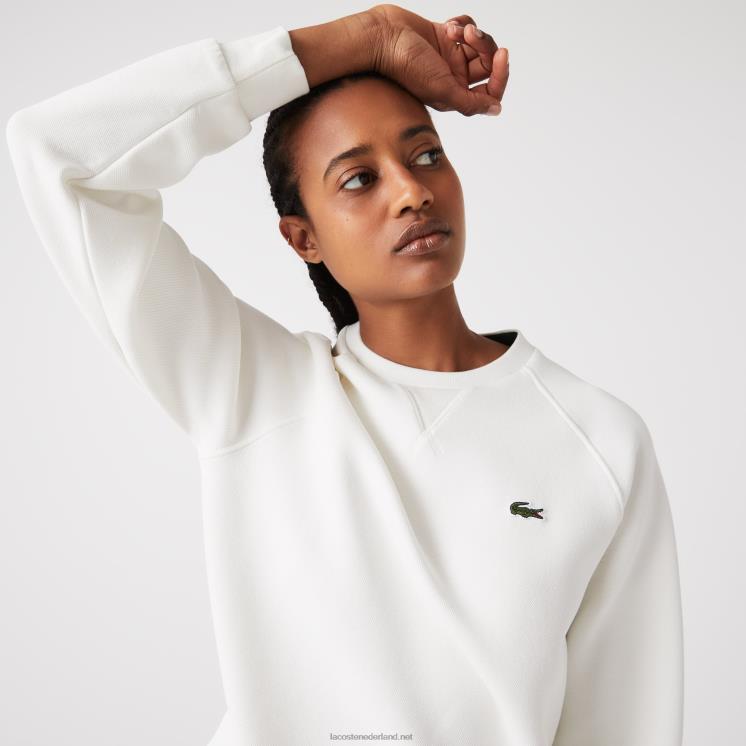 Lacoste sweatshirt met ronde hals van een katoenmix 0828H2393 wit 70v vrouwen