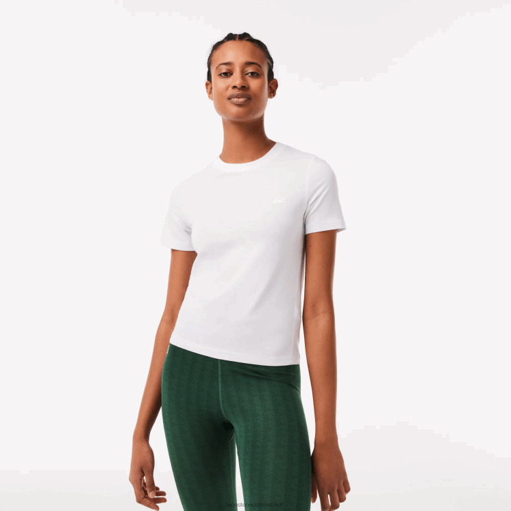 Lacoste T-shirt van katoenmix met ronde hals 0828H2563 wit 001 vrouwen