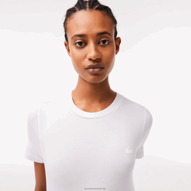 Lacoste T-shirt van katoenmix met ronde hals 0828H2563 wit 001 vrouwen