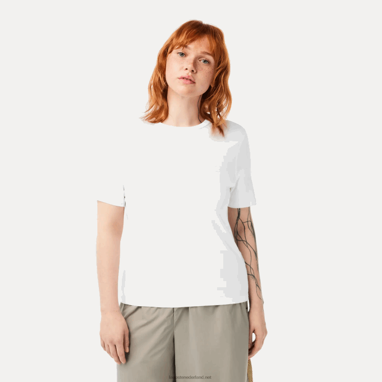 Lacoste T-shirt van katoenmix met ronde hals 0828H2563 wit 001 vrouwen