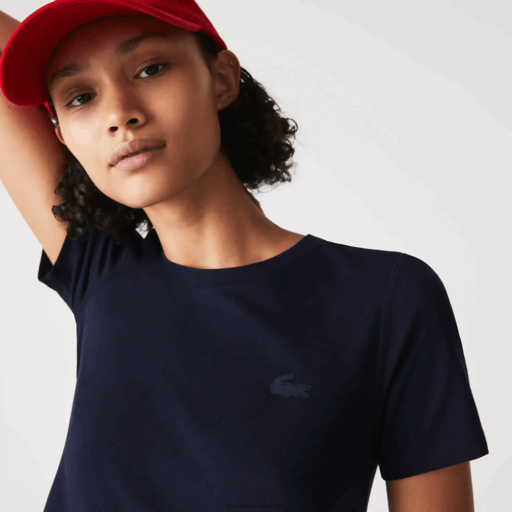 Lacoste T-shirt van katoenmix met ronde hals 0828H2564 marineblauw 166 vrouwen