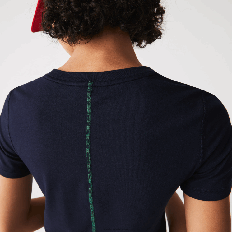 Lacoste T-shirt van katoenmix met ronde hals 0828H2564 marineblauw 166 vrouwen