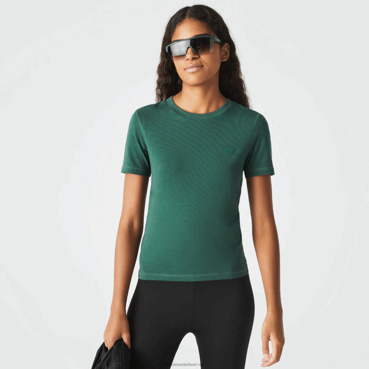 Lacoste T-shirt van katoenmix met ronde hals 0828H2565 groen 5hx vrouwen