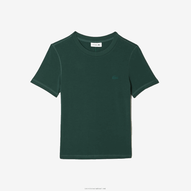 Lacoste T-shirt van katoenmix met ronde hals 0828H2565 groen 5hx vrouwen