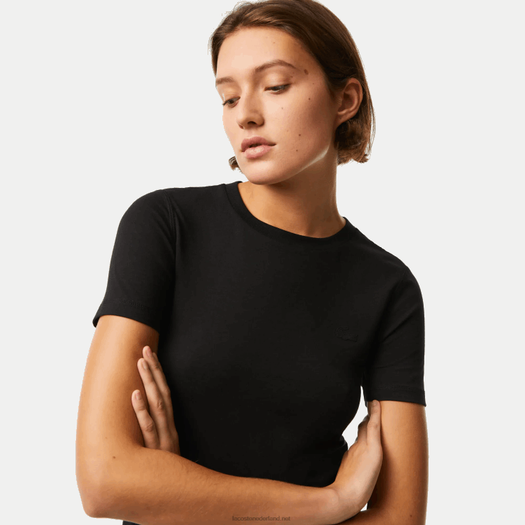 Lacoste T-shirt van katoenmix met ronde hals 0828H2566 zwart 031 vrouwen