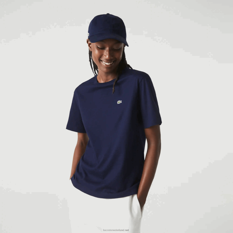 Lacoste T-shirt van premium katoen met ronde hals 0828H2589 marineblauw 166 vrouwen