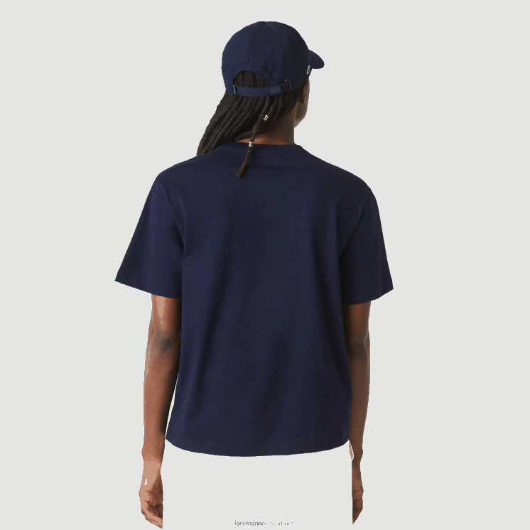 Lacoste T-shirt van premium katoen met ronde hals 0828H2589 marineblauw 166 vrouwen