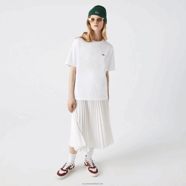 Lacoste T-shirt van premium katoen met ronde hals 0828H2590 wit 001 vrouwen