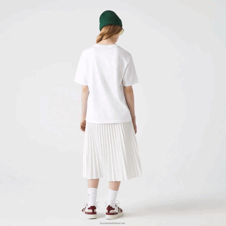 Lacoste T-shirt van premium katoen met ronde hals 0828H2590 wit 001 vrouwen
